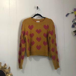 Yellow and Pink Cute Heart Pattern Vintage Sweater